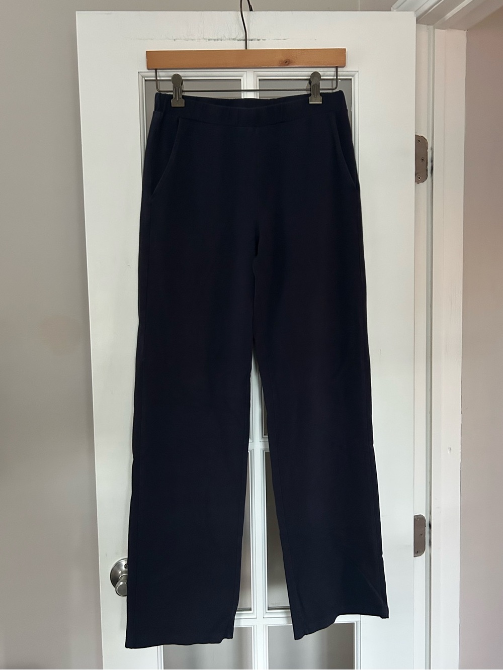 Saint + Sofia Navy Blue Stretchy Knit Cotton Trouser Pants Size 6